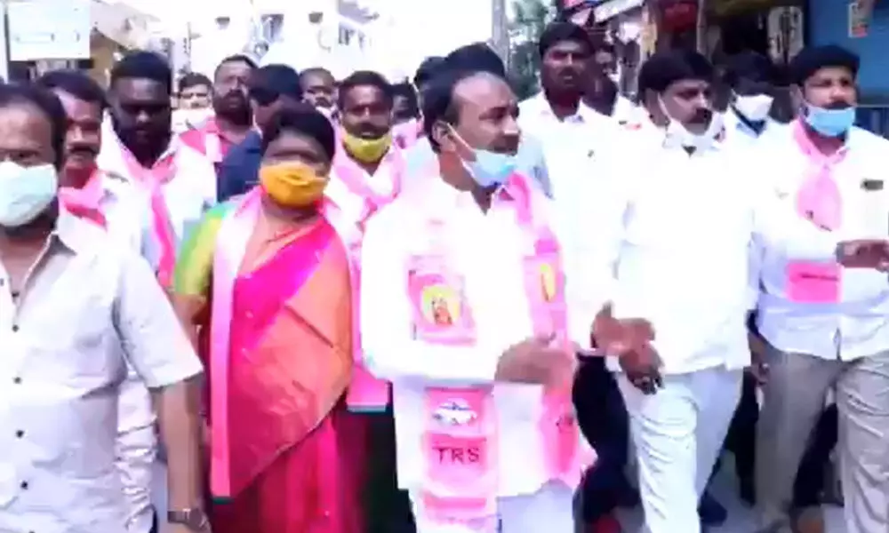 GHMC Elections 2020: Eatala Rajender campaigns for Malkajgiri candidate