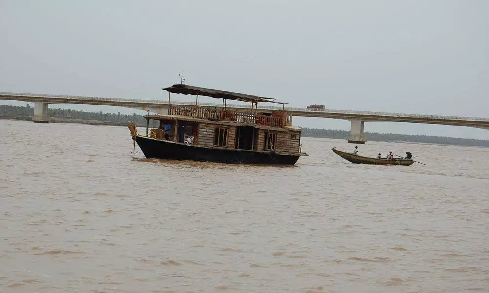 Tourism boat in River Vasista at Dindi village
