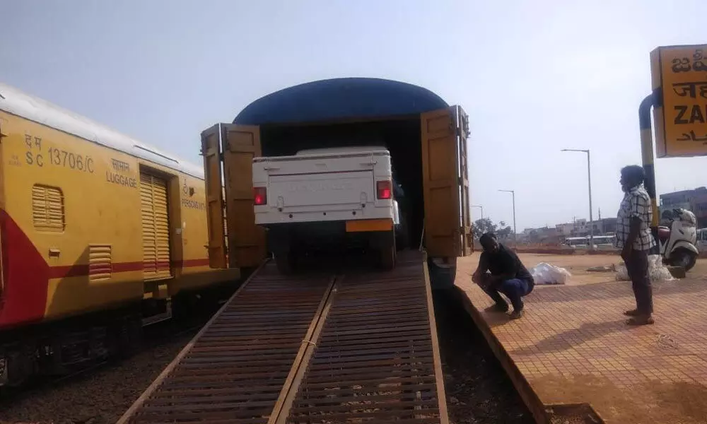 South Central Railway transports vehicles from Zaheerabad for the first time