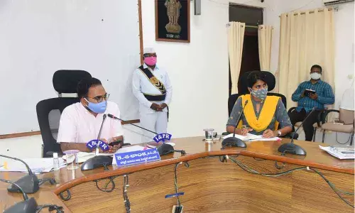 District Collector K Shashanka reviewing the progress of 2BHK houses construction at the Collectorate’s conference hall