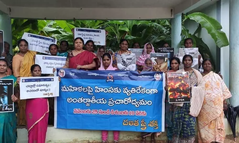 Women participating in campaign in Eluru on Thursday