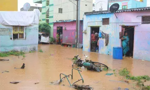 Flooded houses in Nagarajapet in Kadapa city on Friday