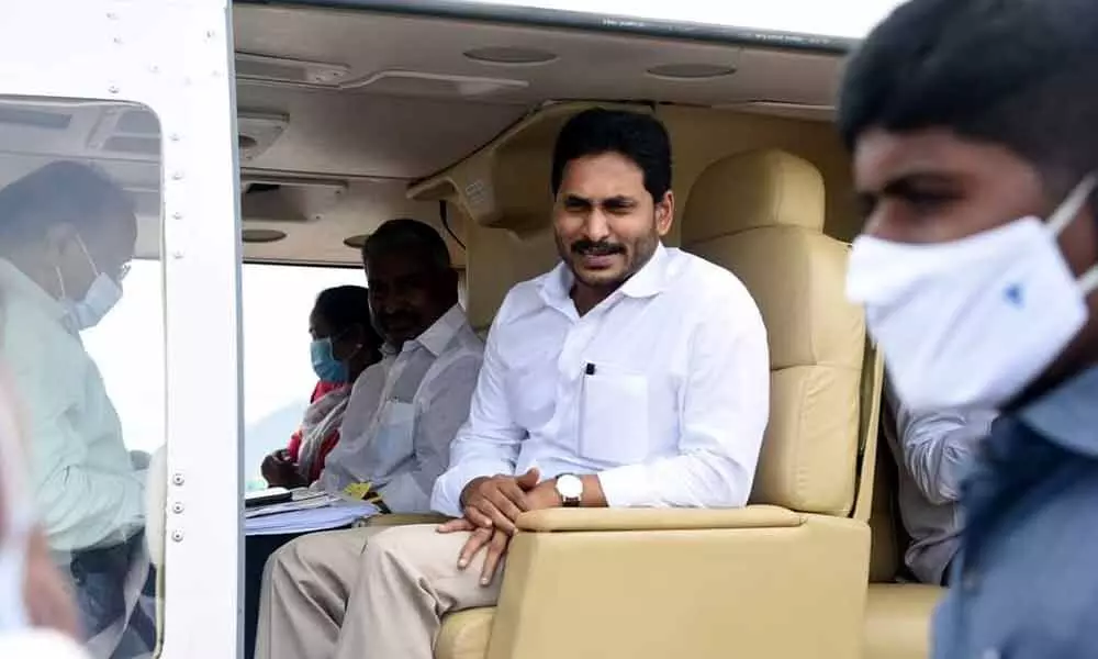 CM Jagan leaves for aerial survey from Tirupati