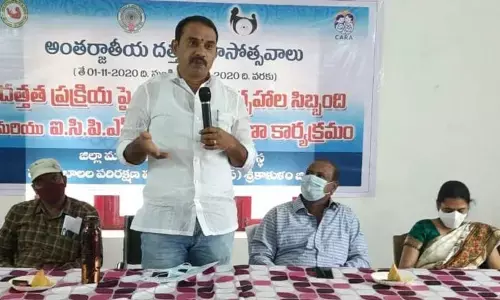 CWC chairman Gurugubelli Narasimha Murthy explaining the adoption process at a training camp in Srikakulam on Saturday