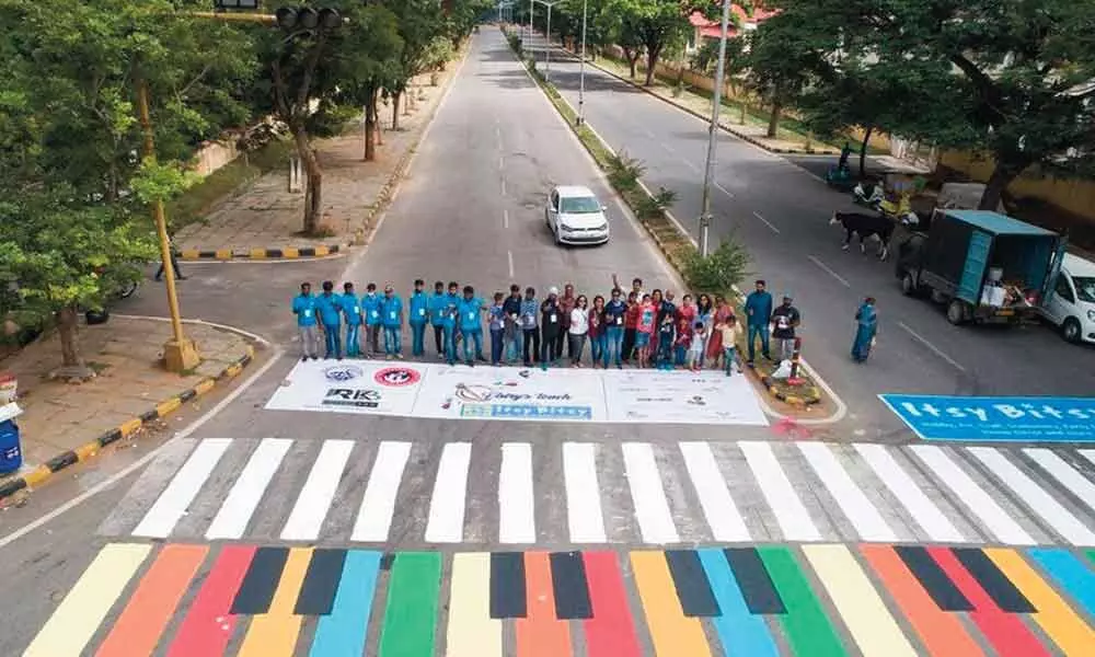 School kids repaint zebra crossings in Mysuru