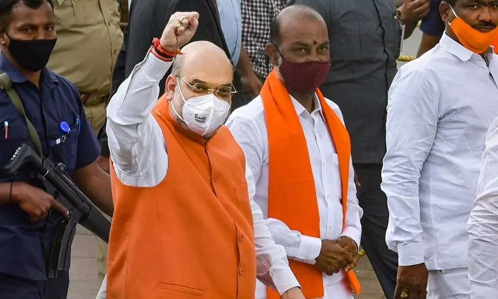 Amit Shah on campaign trail in Hyderabad