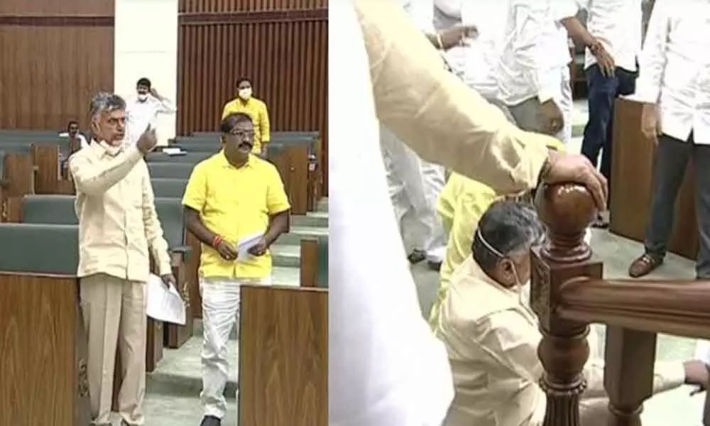 Andhra Pradesh assembly speaker suspends Chandrababu and TDP MLAs from the house