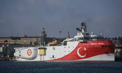 Turkish research vessel docks at port after East Med survey
