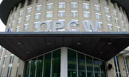 The headquarters of the Organisation for the Prohibition of Chemical Weapons (OPCW) in The Hague.