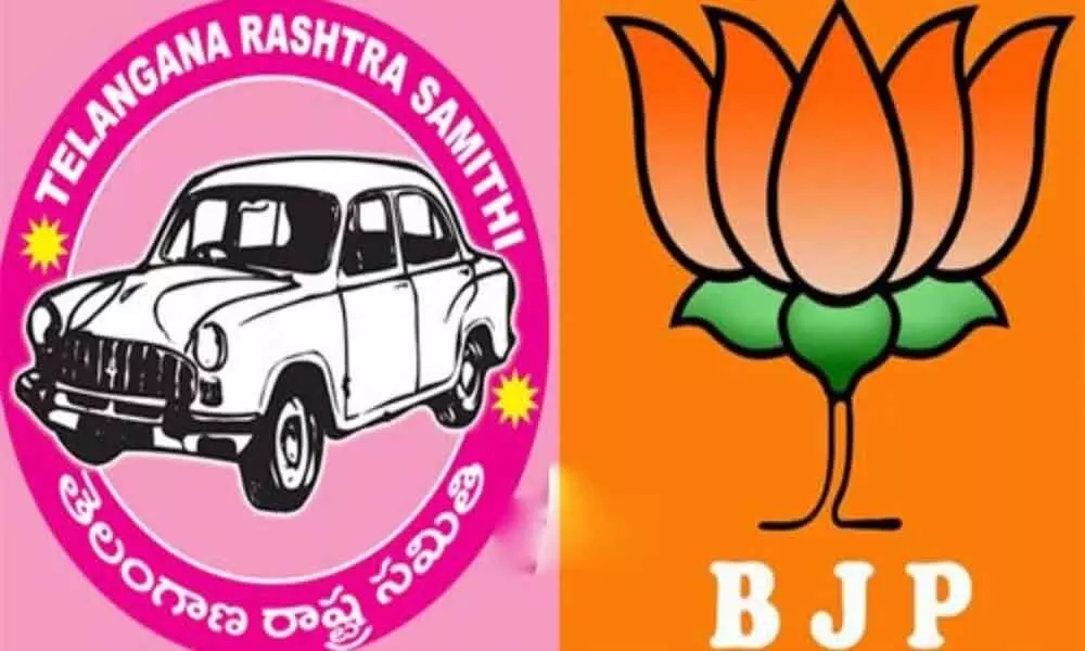 Tension prevails as BJP leaders object TRS party flexes in Hafizpet