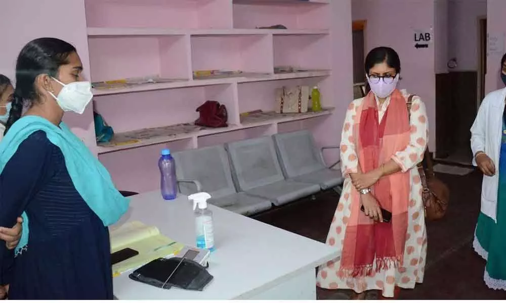 District Collector Sikta Patnaik during a visit to RIMS Hospital in Adilabad on Tuesday