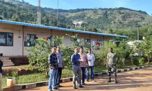 SP of Visakha Rural District, B Krishna Rao, checking the security system in place in Agency area