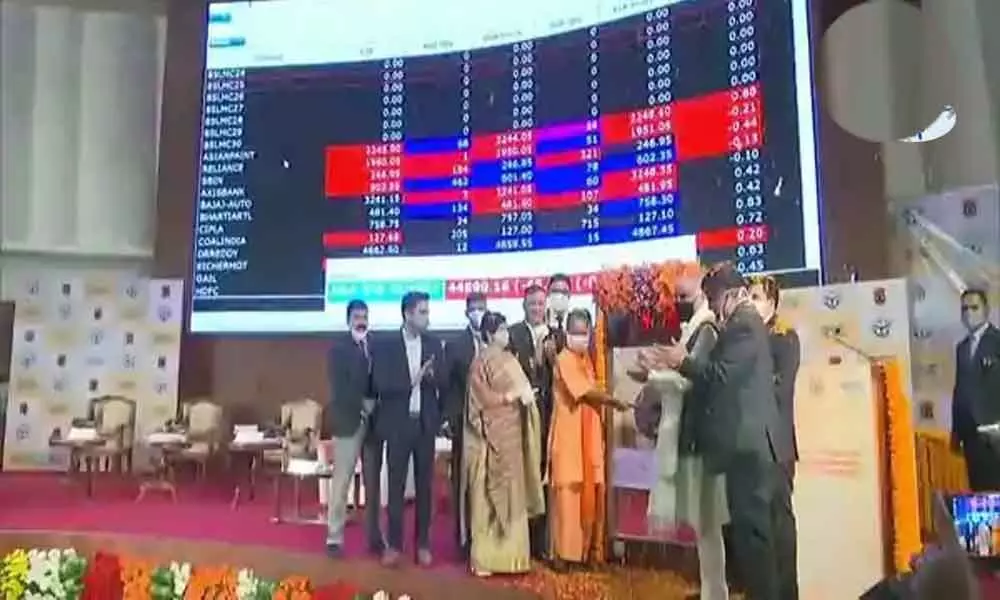 Yogi Adityanath rings bell at BSE at listing of Lucknow Municipal Corporation bonds