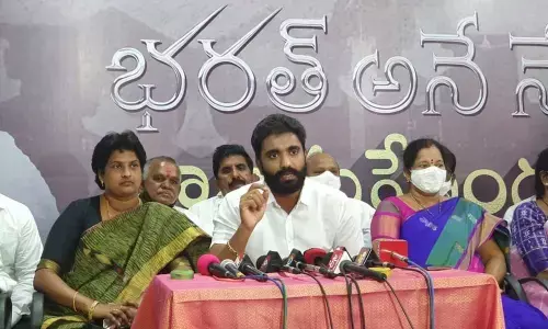 MP Margani Bharat Ram addressing media in Rajamahendravaram on Wednesday