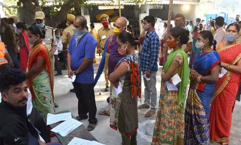 Repolling underway in Old Malakpet division in Hyderabad.