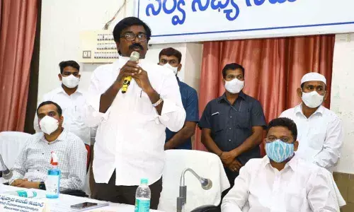 Transport Minister P Ajay Kumar speaking at ZP meeting in Khammam on Thursday