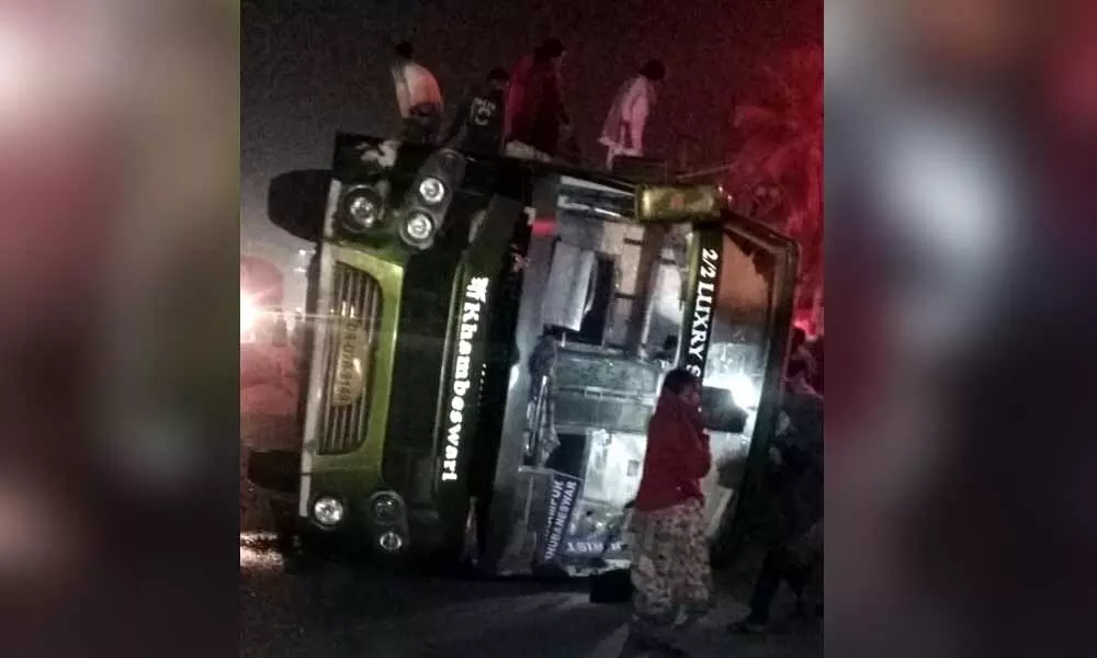 20 passengers injured as bus overturns in Visakhapatnam