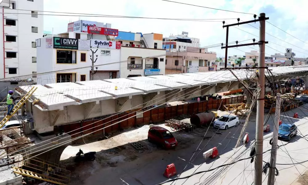 Garuda Varadhi flyover works in trouble due to funds crunch