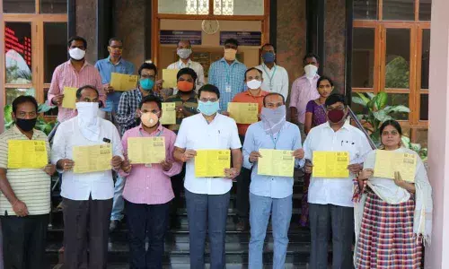 KITSW Principal Prof K Ashoka Reddy releasing FDP brochure in Warangal on Sunday