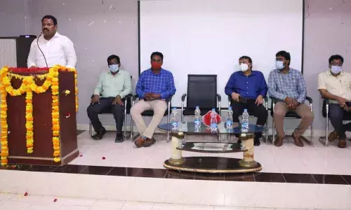 Secretary and Correspondent of PACE institutions Maddisetti Sridhar addressing the students of PACE polytechnic college at Valluru on Monday