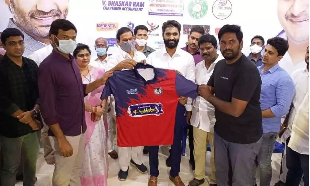 MP Margani Bharat Ram launching RPL-2020 jersey in Rajamahendravarm on Tuesday