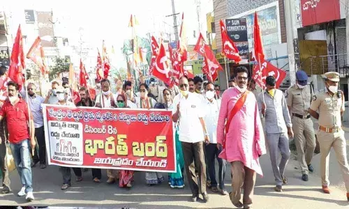 Bharath Bandh gets huge response in Srikakulam district