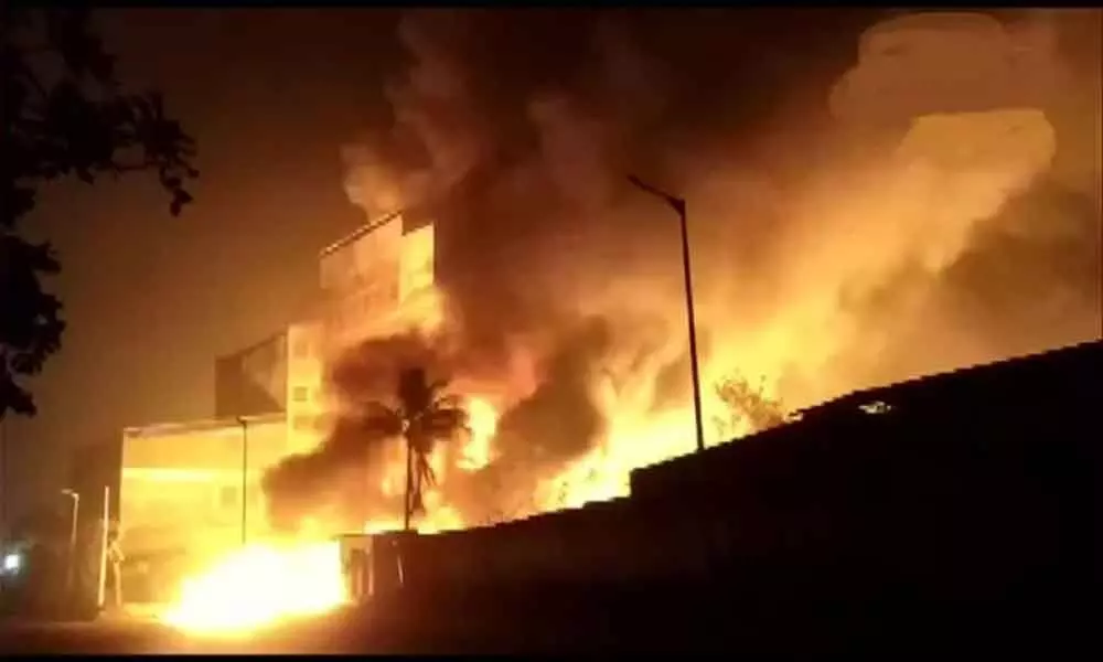 More than 20 fire tenders were rushed to douse a fire that broke out at a chemical factory in Ahmedabad in the early hours of Wednesday.