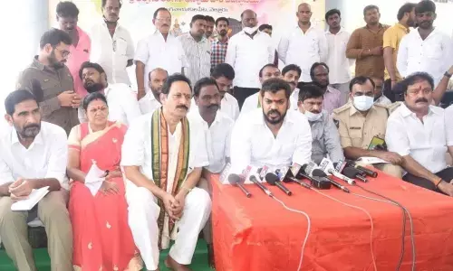 Minister P Anil Kumar Yadav addressing the media at Ranganatha Temple in Nellore on Thursday