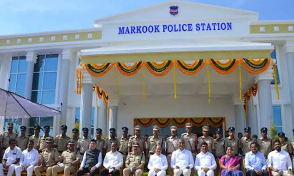 Harish Rao along with the home minister Mahmood Ali inaugurated the new police station complex in Markook