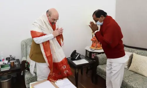 Chief Minister K Chandrashekhar Rao meets Union Home Minister Amit Shah in New Delhi on Friday
