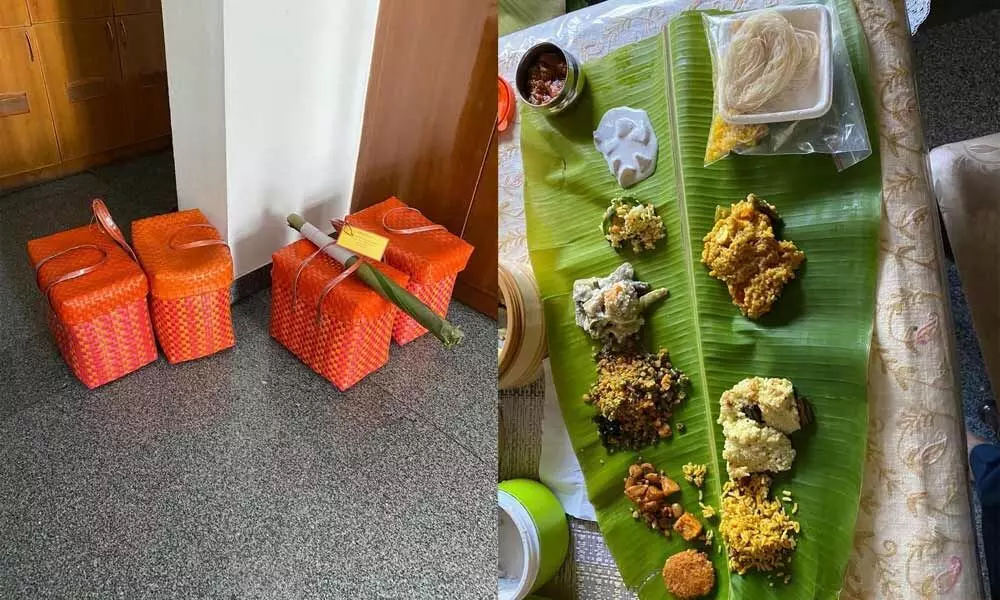 A view of the home-delivered wedding feast that went viral