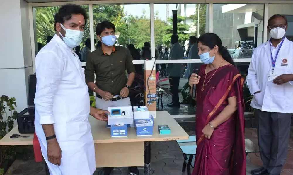 Union Minister of State for Home Affairs G Kishan Reddy inaugurating portable RTPCR and COVID safe incubator at ESIC Medical College  at Sanathnagar on Saturday.