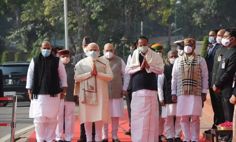 PM Modi, Amit Shah And Others Pay Floral Tributes To Victims Of 2001 Parliament Attack