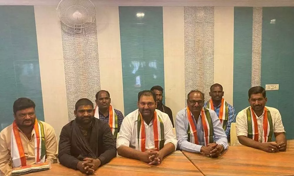 Congress leader J Anirudh Reddy speaking at a press meet in Jadcherla on Tuesday