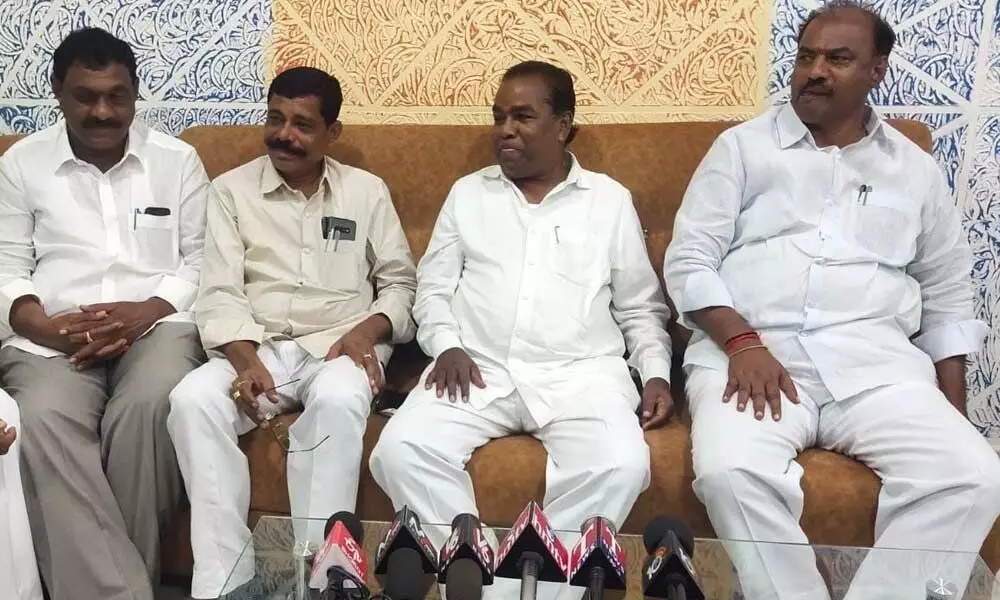 Nagarkurnool MP P Ramulu during a protest against anti-farm laws in Gadwal on Thursday