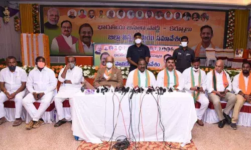 BJP State president Somu Veerraju addressing media conference in Kurnool on Sunday