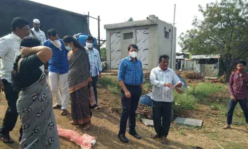 District in-charge collector Rama Sunder Reddy accompanied by Nandyal Sub-Collector Kalpana Kumari inspecting layouts at Gospadu village on Sunday