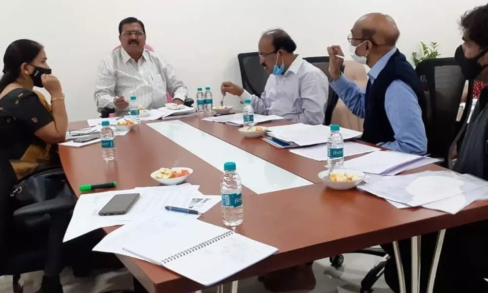 Agriculture Minister S Niranjan Reddy holding a review meeting on agriculture and marketing in Hyderabad on Monday