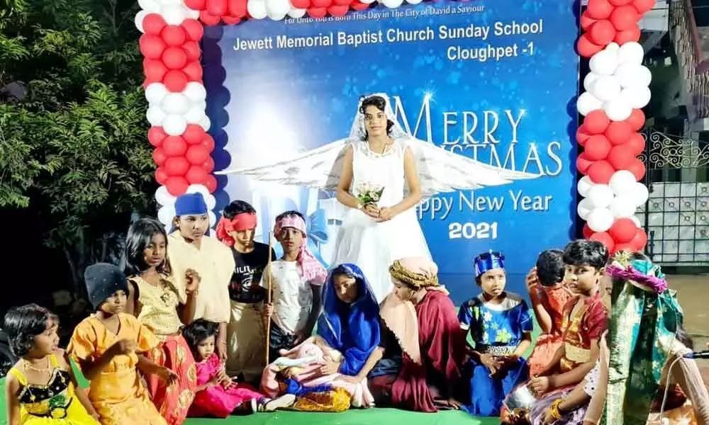 JMBC Sunday School children enacting the Birth of Jesus in Ongole on Monday night