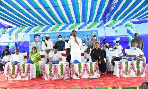 Deputy Chief Minister K Narayanaswamy addressing a meet held at Muttukurupalle, Gudipala mandal on Tuesday