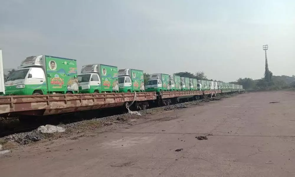 Automobile rake from Kanakpura, Rajasthan reached to new goods complex in Visakhapatnam .