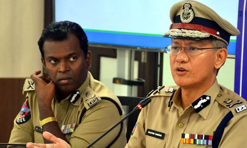 DGP D Gautam Sawang addressing the media at the State Police Headquarters in Mangalagiri on Wednesday