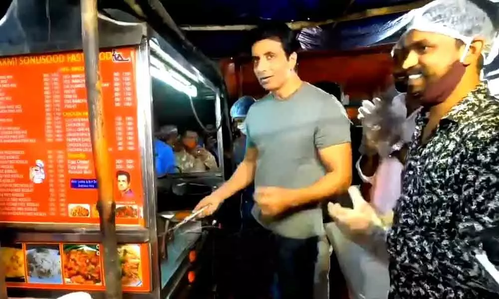 Sonu Sood takes a fan by surprise by visiting his food stall in Hyderabad
