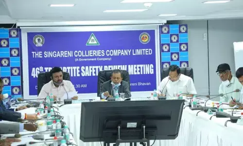 SCCL Chairman and Managing Director N Sridhar speaking at a meeting in Hyderabad on Tuesday
