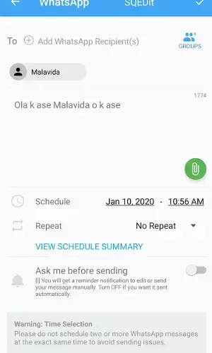How to Schedule WhatsApp Messages with SKEDit