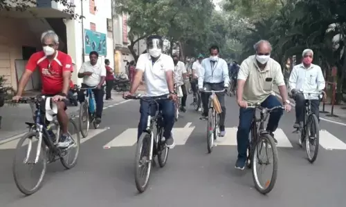 Fit India Cyclothan rally organised by SRKR Engineering College NSS unit in Bhimavaram on Wednesday
