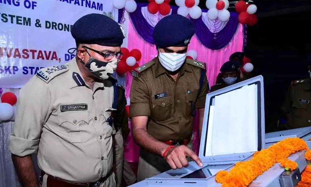 Senior Divisional Security Commissioner, Railway Protection Force, Jitendra Kumar Shrivastava, monitoring the biometric system at the railway station in Visakhapatnam