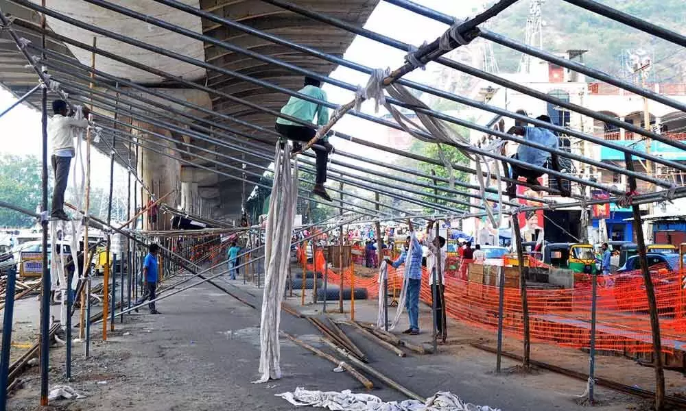 Arrangements being made for Bhavani Deeksha Viramana at Durga Temple in Vijayawada