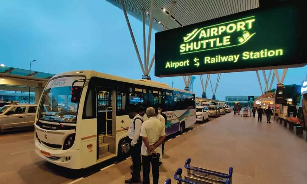 The first shuttle service between Airport Halt Station and Bengaluru International Airport left at 6.29 am on Monday.