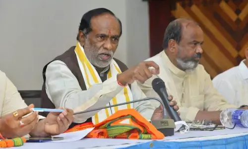 BJP OBC Morcha national president Dr K Lakshman  addressing media in Tirupati on Monday
